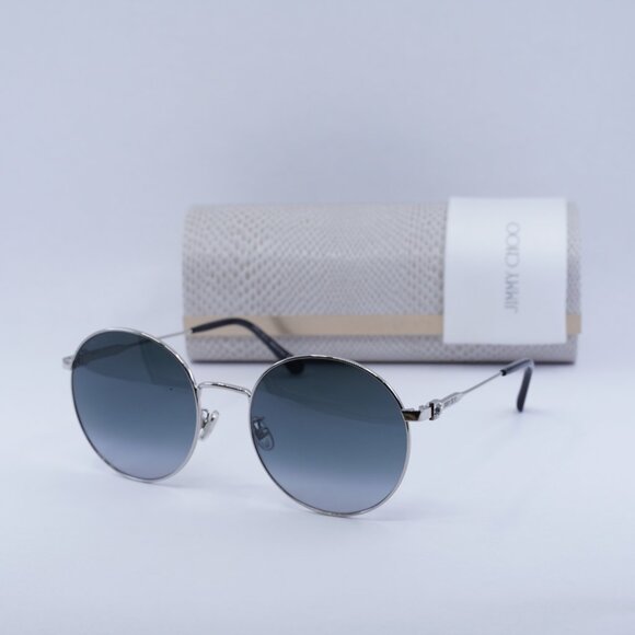 Jimmy Choo KAT/G/SK 0010 9O Sunglasses Round Gradient - Palladium/Grey - Picture 1 of 9